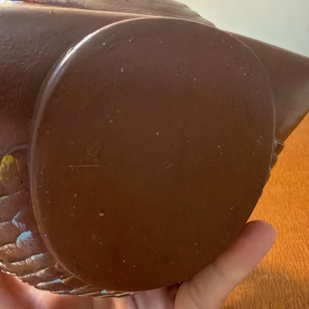 Vtg Hand‎ Painted Ceramic Turkey Candy Cookie Jar 5.5